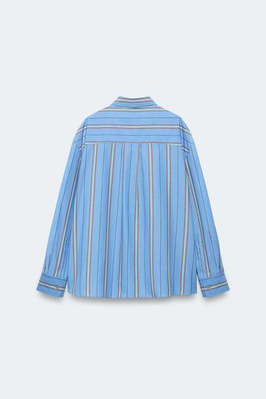LIMITED EDITION STRIPED OVERSIZE SHIRT - Blue by Zara - Image 5