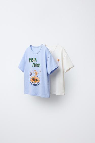 PACK DOS CAMISETAS ESTAMPADO - Azul claro de Zara