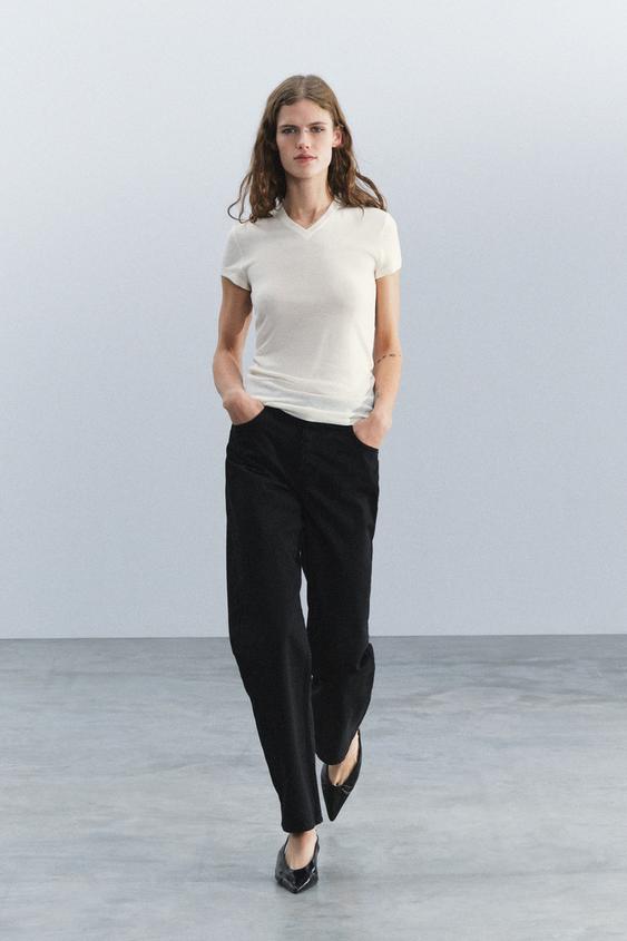 WOOL BLEND T-SHIRT - Oyster-white by Zara - Image 0