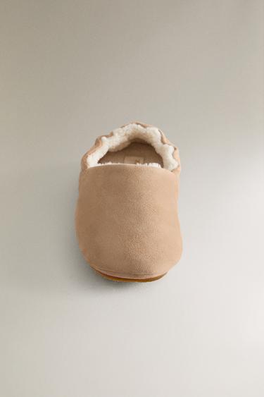 WARM LEATHER BALLERINA BOOTIES - Taupe Grey by Zara - Image 4