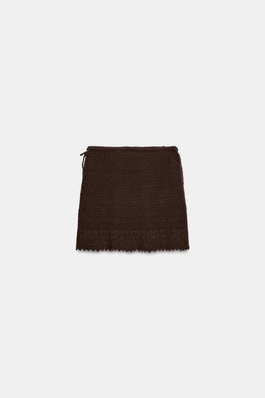 KNIT MINI SKIRT - Brown by Zara - Image 10