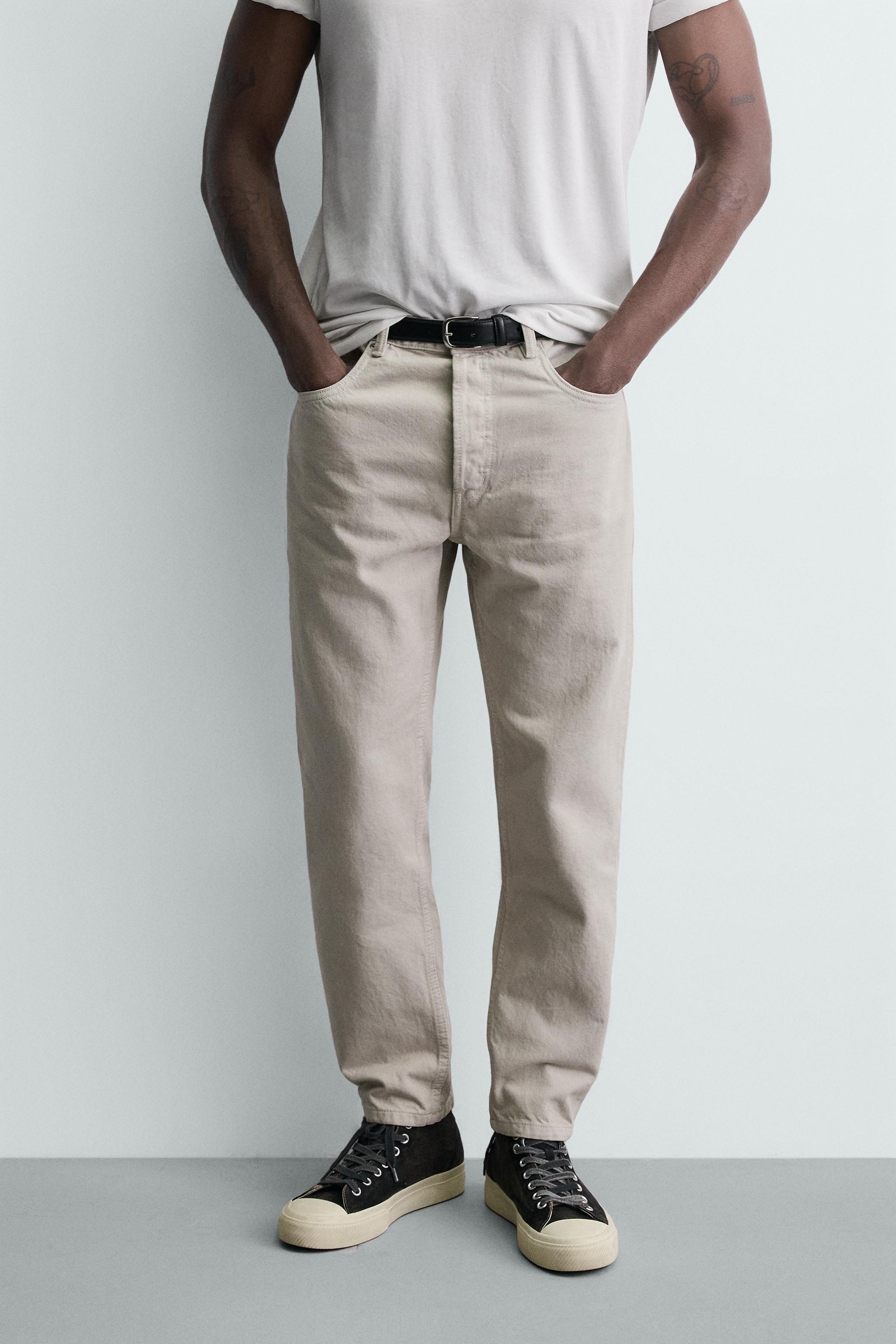 SLIM CROPPED FIT JEANS — Ecru
