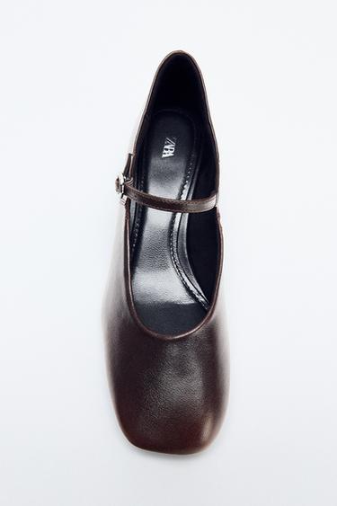 ZAPATO TACÓN PIEL - Marrón de Zara