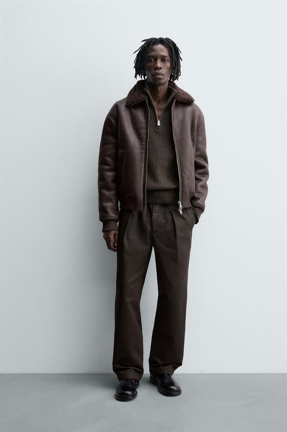 CAZADORA EFECTO PIEL DOBLE FAZ - Burgundy de Zara - Imagen 0