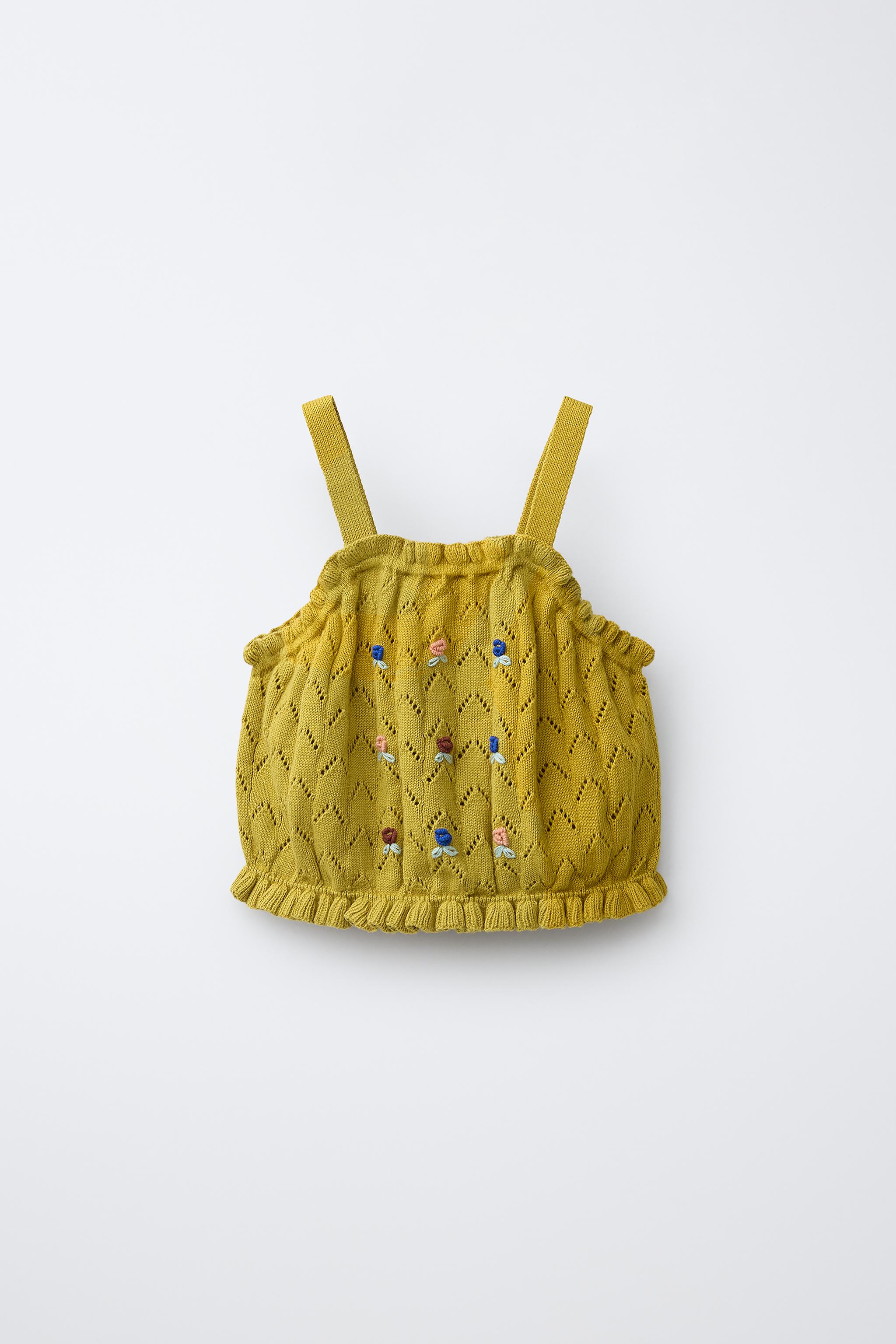 COTTON LINEN EMBROIDERED KNIT TOP — Oil