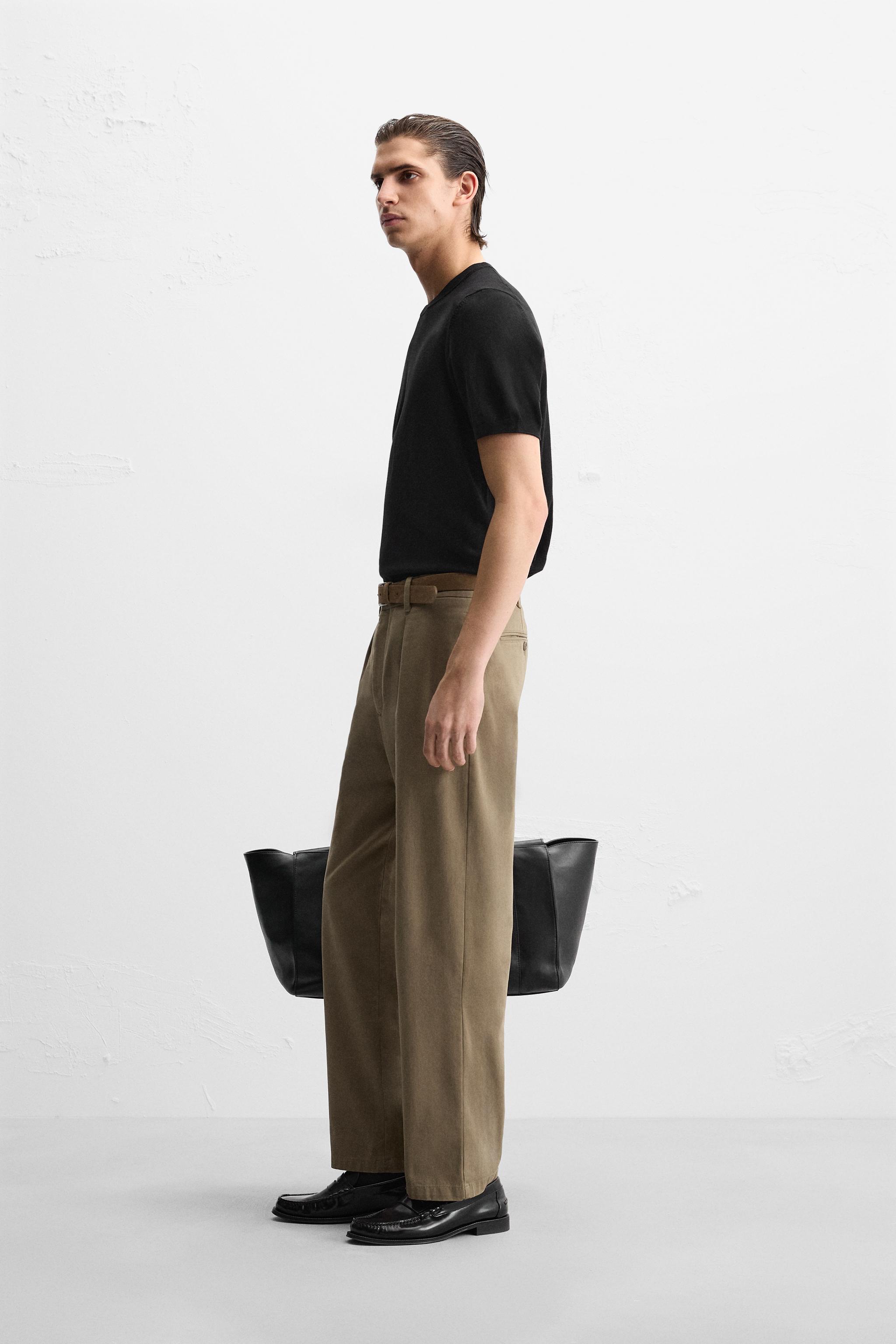 【ZARA】フルイドニットTシャツ ストライプ | 0304/406/105 ストライプ フルイドシャツ - ブラック | ZARA Japan / 日本