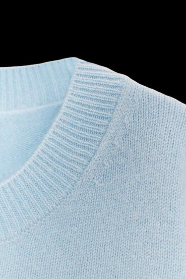 JERSEY BÁSICO PUNTO LANA 100% MANGA CORTA - Azul claro de Zara