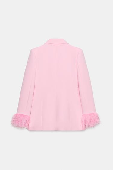 BLAZER MIT SCHULTERPOLSTERN UND FEDERMANSCHETTEN - Rosa von Zara