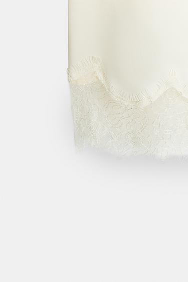 JUPE SATINÉE DENTELLE ZW COLLECTION - Vanille de Zara - Image 6