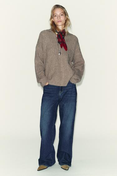 Zara CABLE KNIT JUMPER - Mink marl