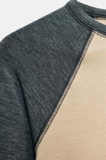 CONTRAST RAGLAN SLEEVE T-SHIRT - Grey / Natural by Zara - Image 6