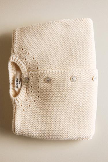 Zara BABY KNIT CARDIGAN - Ecru