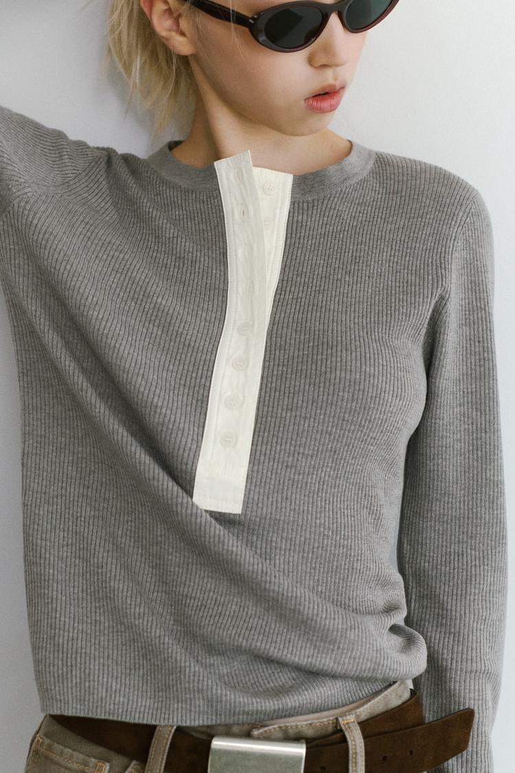 Wool blend jumper with buttons
