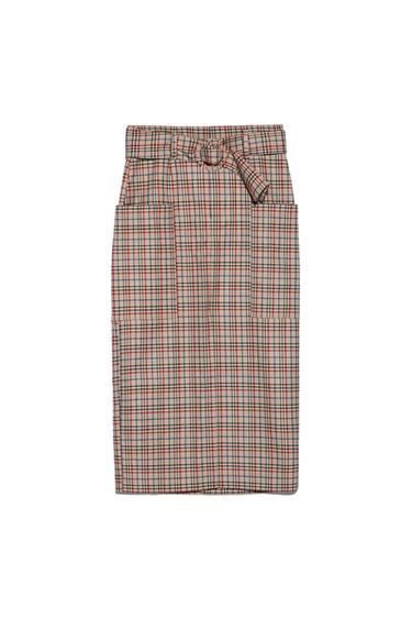 CHECK SKIRT WITH BELT