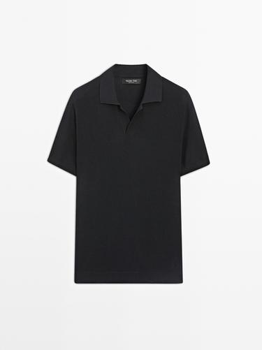 Zara 100% cotton knit polo sweater - Navy blue - Image 0
