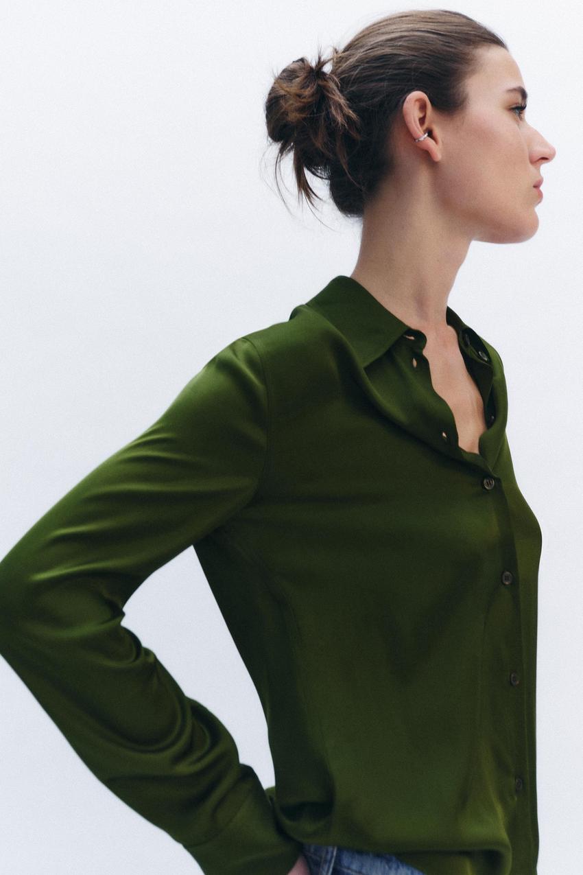 CAMISA ACETINADA ZW COLLECTION - Verde