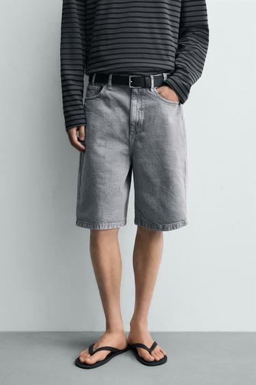 Zara 寬鬆版型百慕達短褲 - 水洗藍色