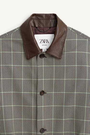 LIMITED EDITION CHECK TRENCH COAT WITH LEATHER DETAIL - Black / Green by Zara - Image 10