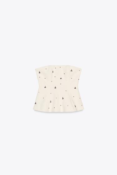 JEWEL STRAPLESS TOP - Ecru by Zara - Image 5
