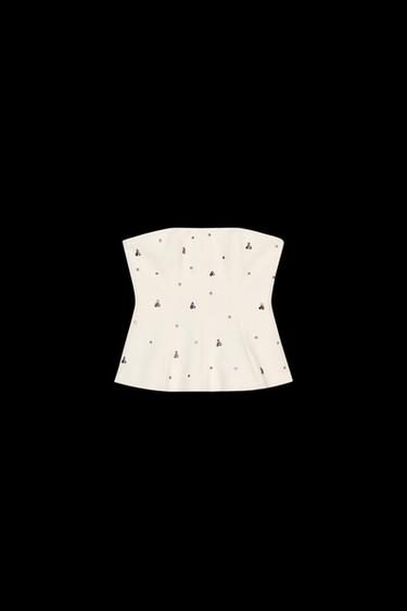 JEWEL STRAPLESS TOP - Ecru by Zara - Image 0