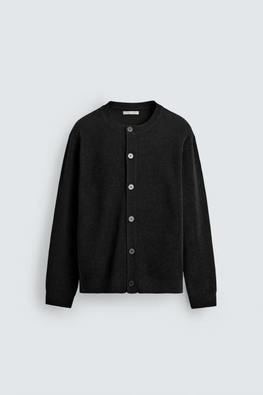 Zara 結構雪尼爾開襟衫 - 黑色