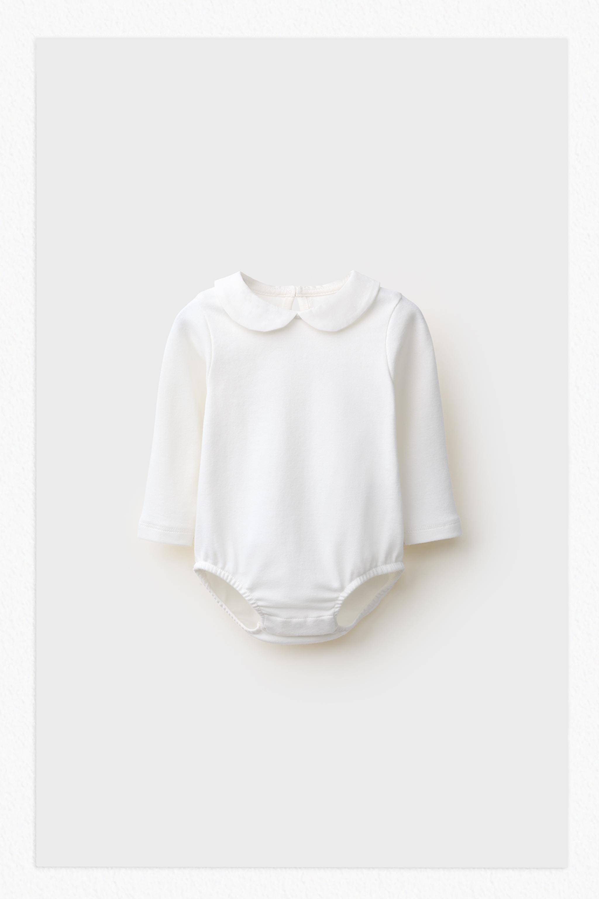 PETER PAN COLLAR BODYSUIT — Oyster-white