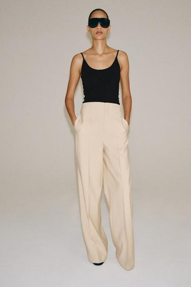 БРЮКИ С ВЫСОКОЙ ПОСАДКОЙ — ZW COLLECTION — СЛОНОВАЯ КОСТЬ от Zara