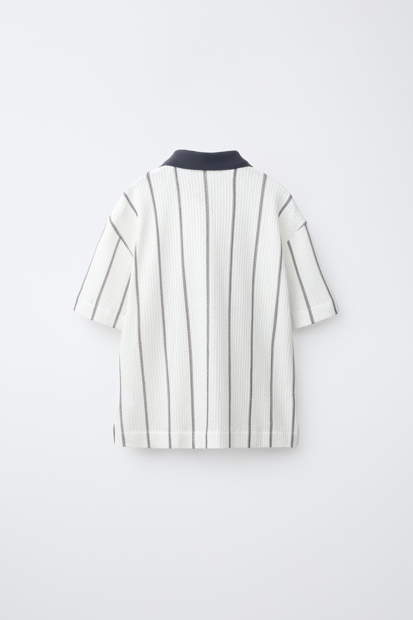 Детская рубашка Zara Striped Knit, цвет: Экрю — фото 3