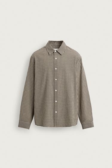 CAMISA XADREZ COM TEXTURA - Marrom da Zara