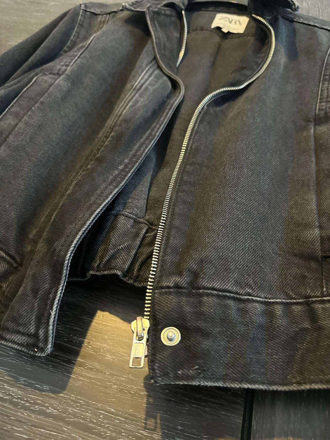 CROPPED DENIM BOMBER JACKET - Image 4