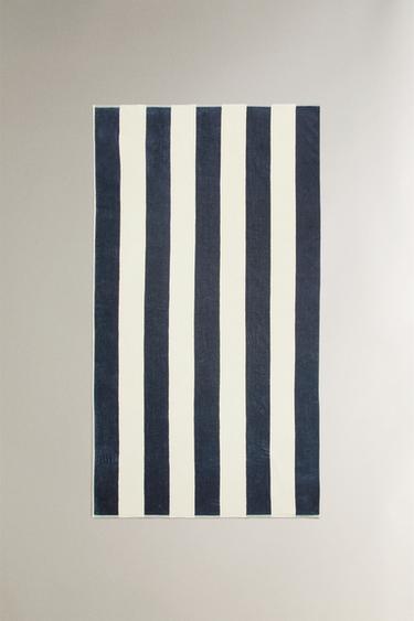 Zara STRIPED BEACH TOWEL - 海藍色