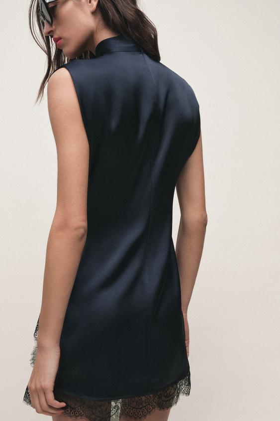 navy blue lace dress zara Zara Navy Lace Dress