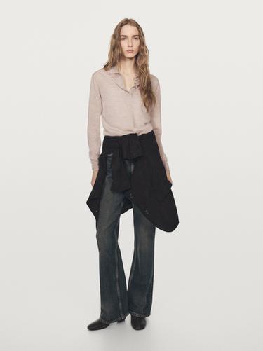 Zara 100% wool knit polo sweater - Dark mink