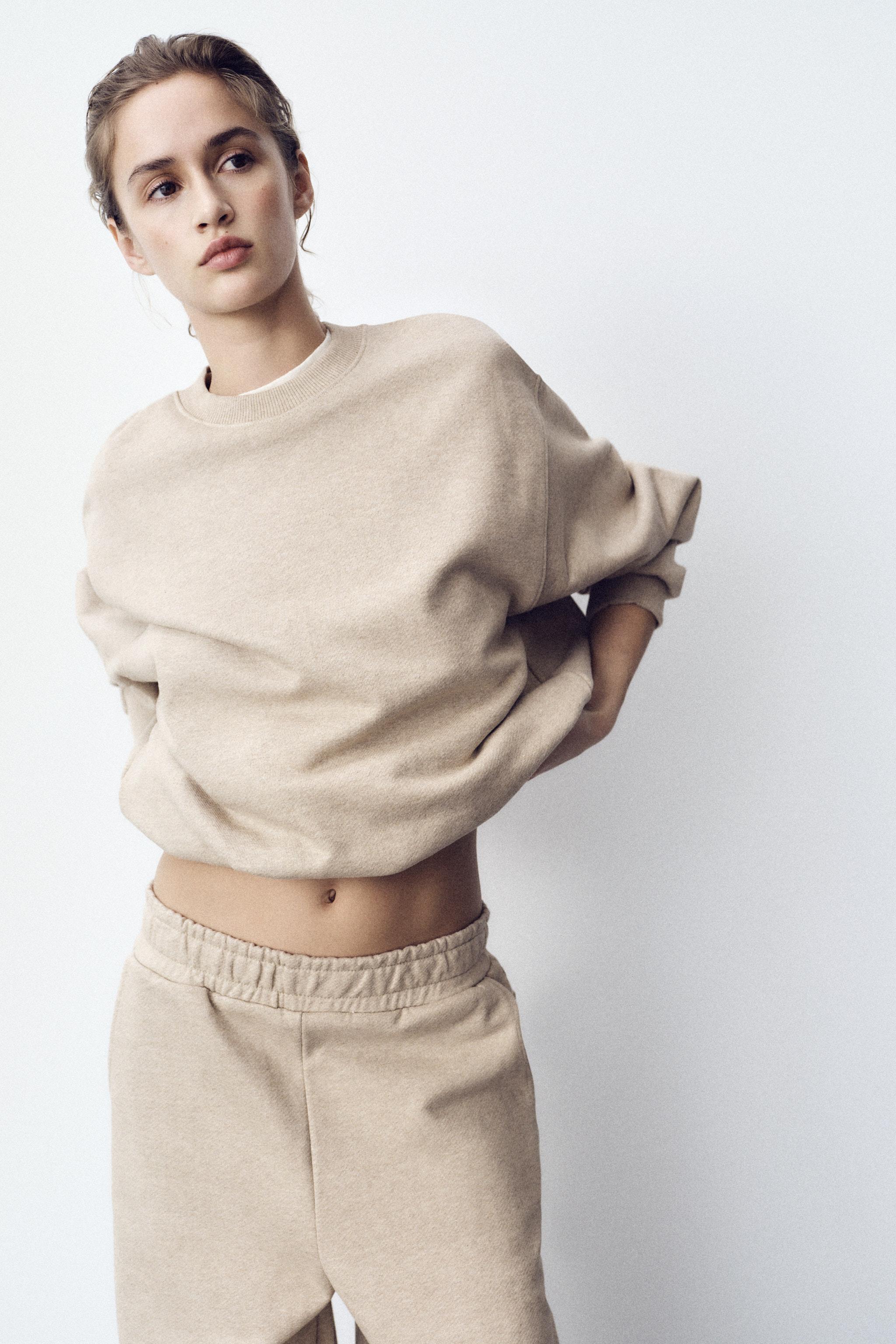 BALLOON CROPPED SWEATSHIRT - Tan marl | ZARA United States