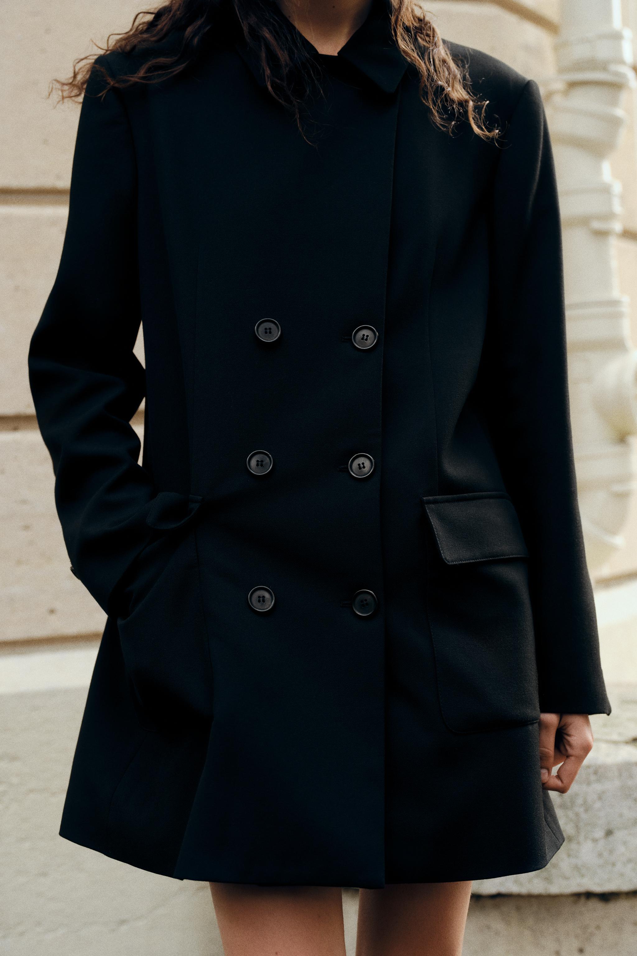 Black coat womens zara best sale