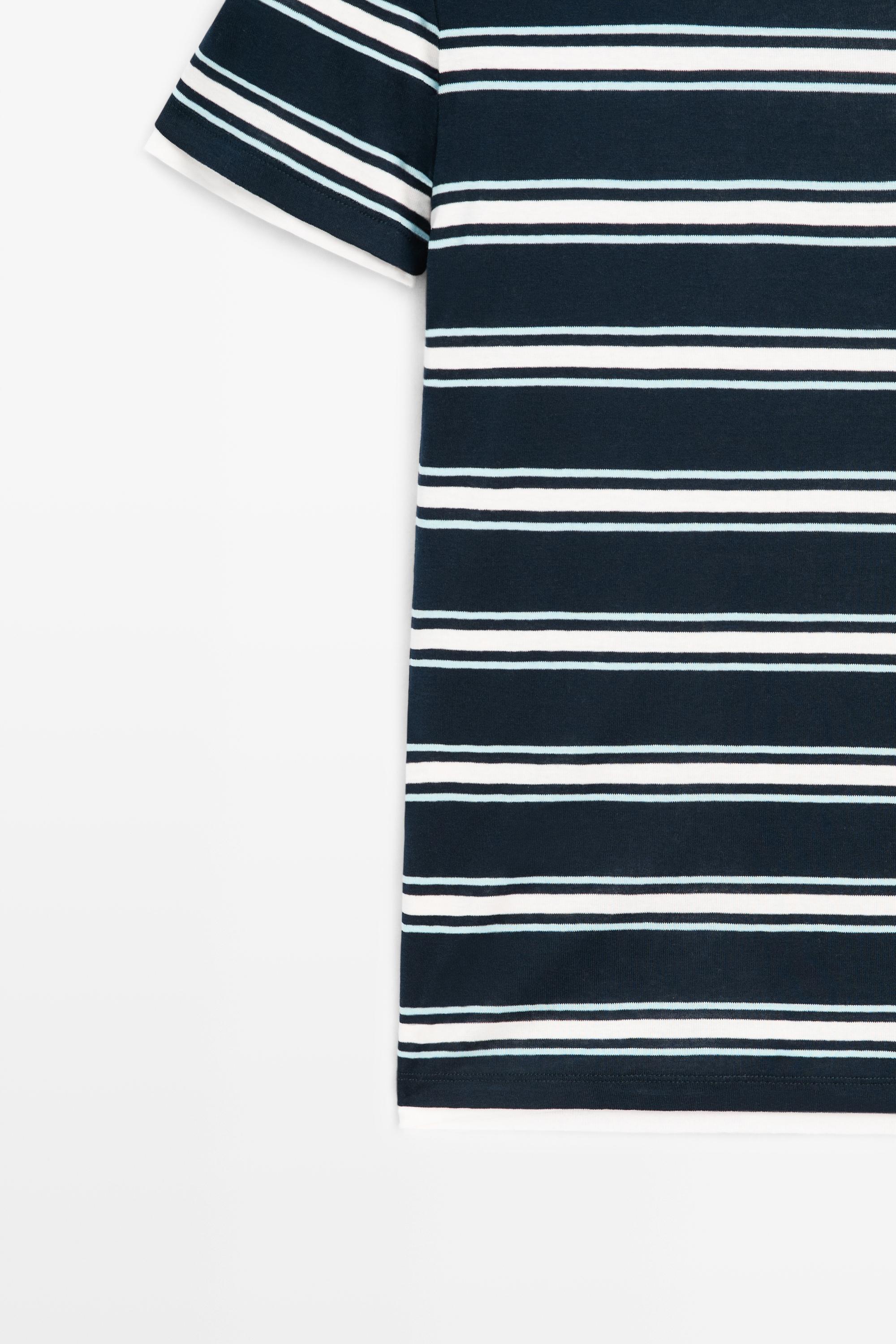 Double-layer striped short sleeve T-shirt