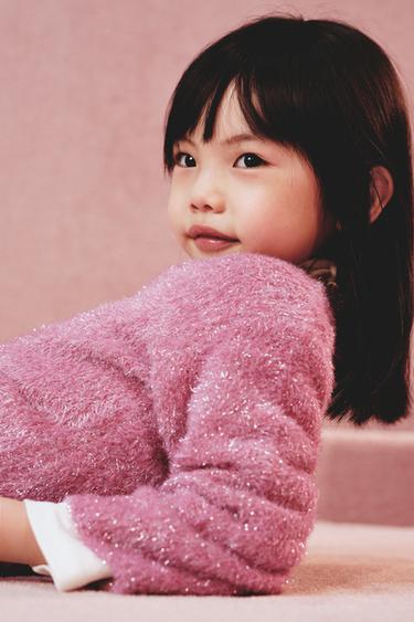 SHIMMER FAUX FUR KNIT JUMPER - Pink by Zara