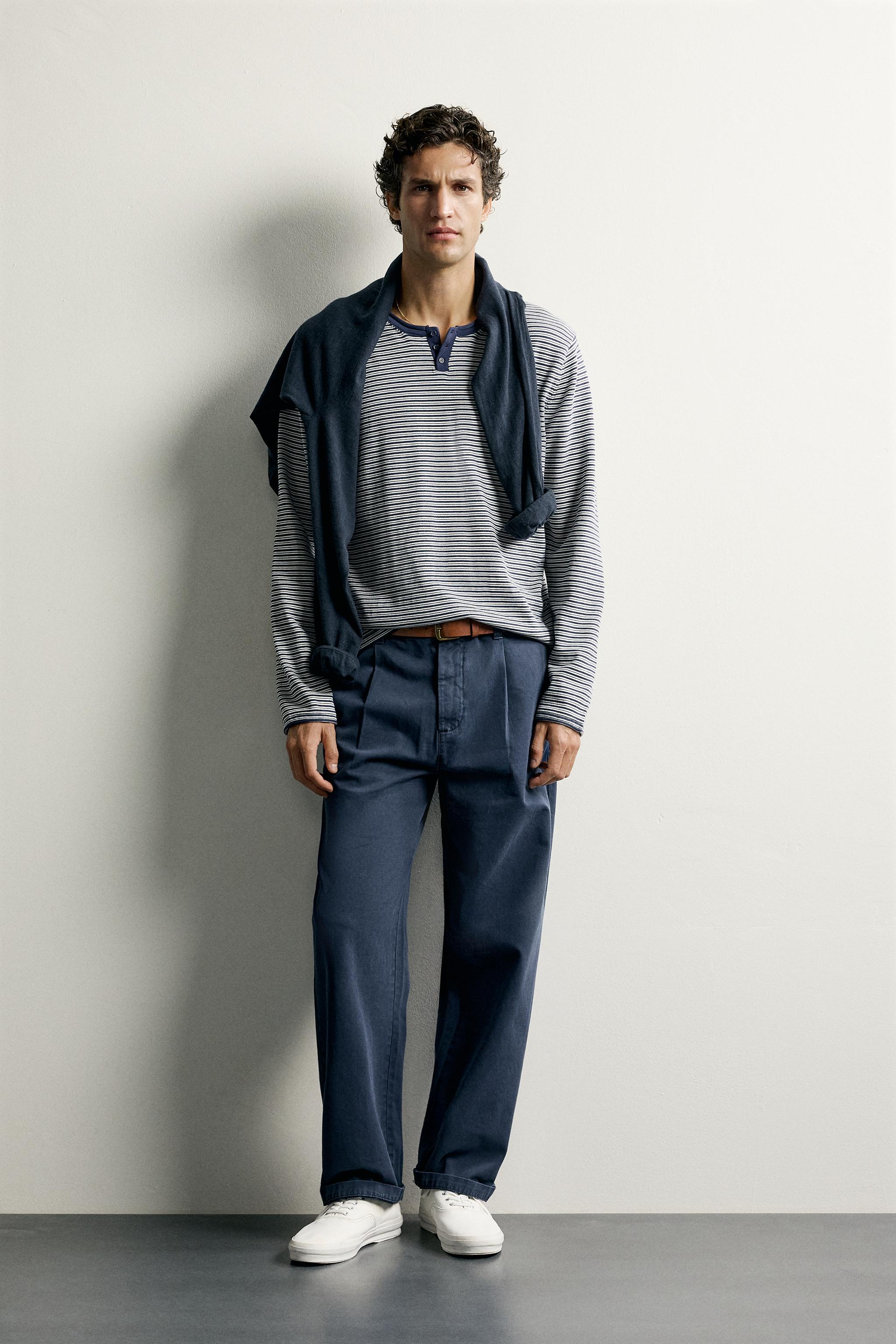 Zara HENLEY DÜĞMELİ TRİKO T-SHIRT
