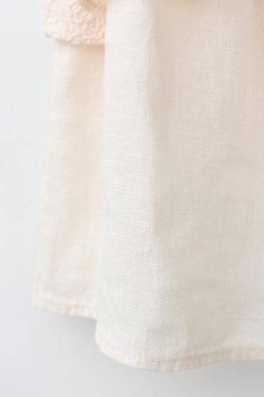 TOP EN LIN ET COTON À FLEURS BRODÉES - Écru de Zara - Image 3