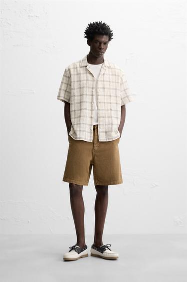 TEXTURED CHECK SHIRT - Ecru by Zara - Image 0