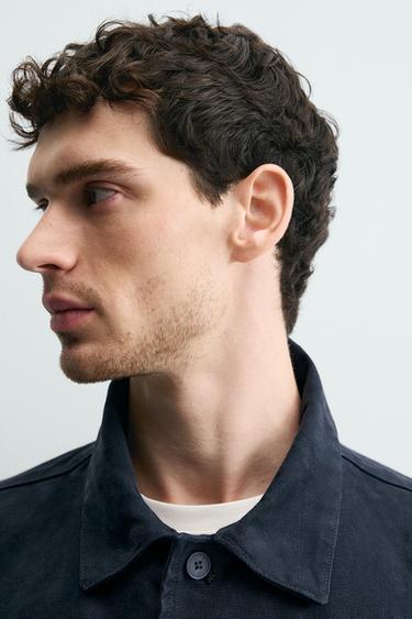 SURCHEMISE RELAXED FIT TOILE DÉLAVÉE - Bleu marine foncé de Zara - Image 5