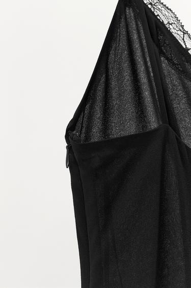 ROBE À BRETELLES VOLANTS DENTELLE - Noir de Zara - Image 6