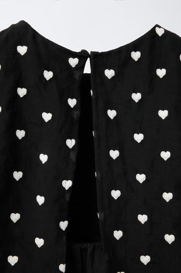 ROBE DOUBLE ÉPAISSEUR AVEC CŒURS BRODÉS - Noir de Zara - Image 2