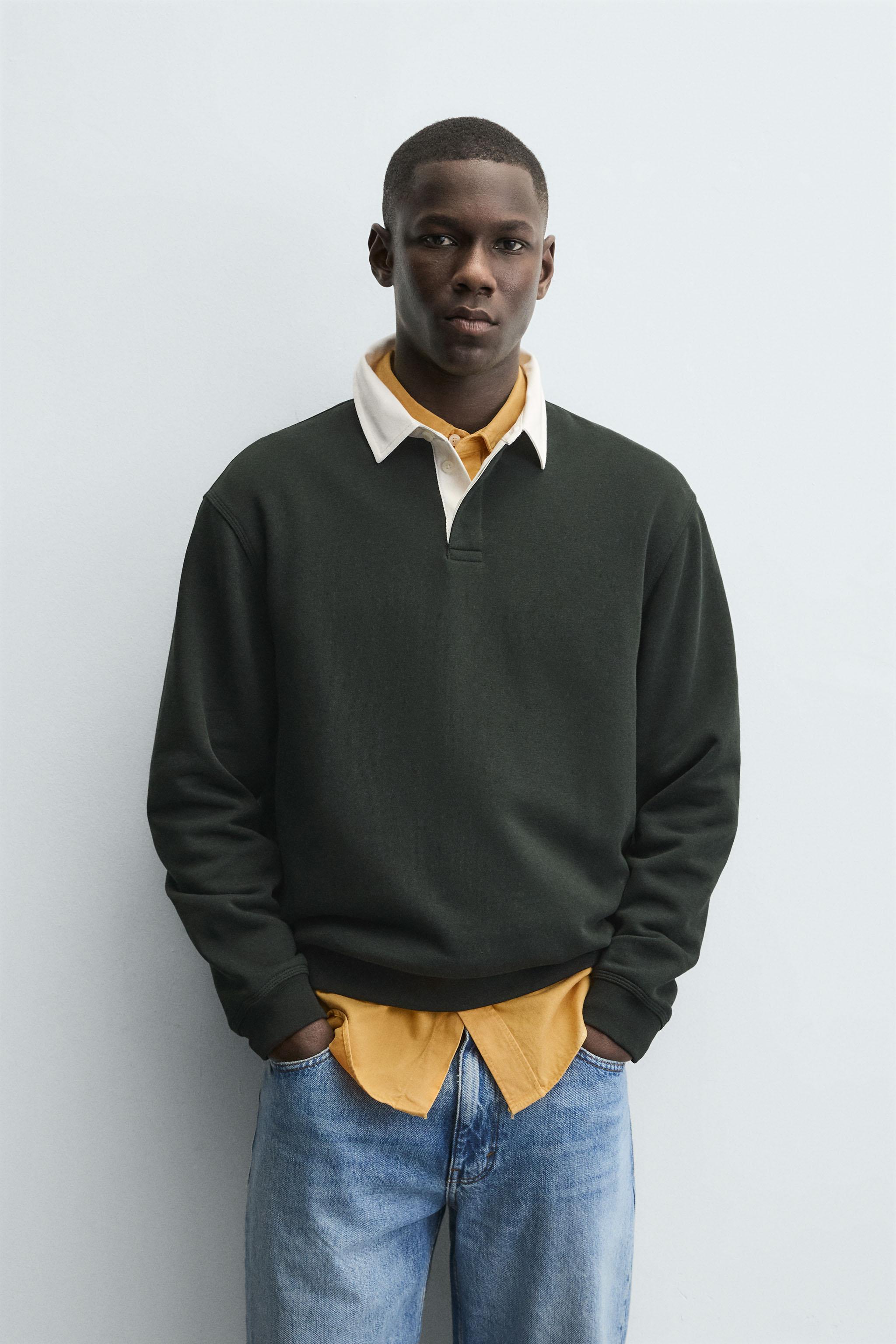 CONTRAST COLLAR POLO SWEATSHIRT