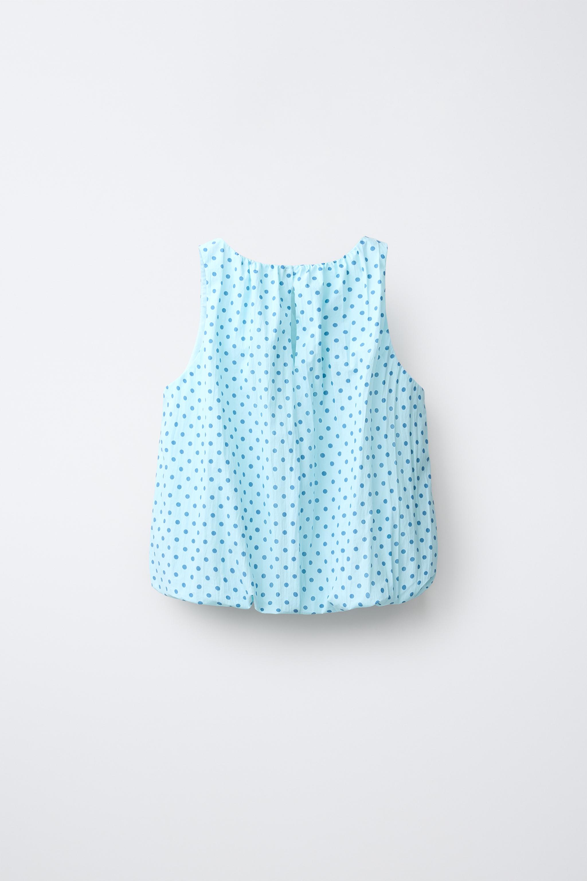 Детские рубашки Zara PUFFY POLKA DOT TOP — фото 3
