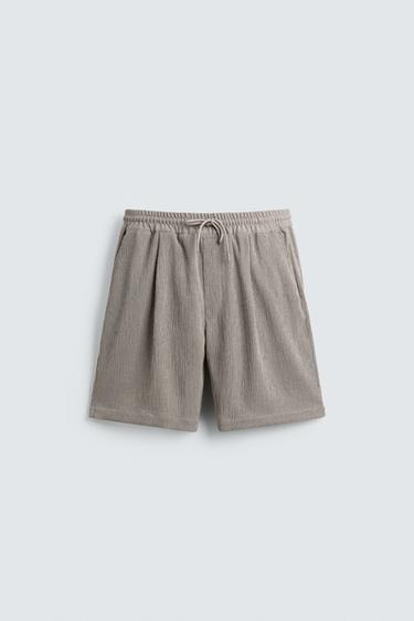 EMBOSSED RELAXED FIT BERMUDA SHORTS - Light grey by Zara