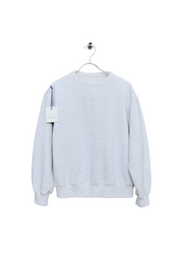 STORIESZ - PULOVER IZ PLIŠA Z OKROGLIM IZREZOM - Lisasto siva od Zare