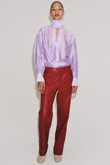 CAMISA SATINADA LAZADAS ZW COLLECTION - Morado de Zara