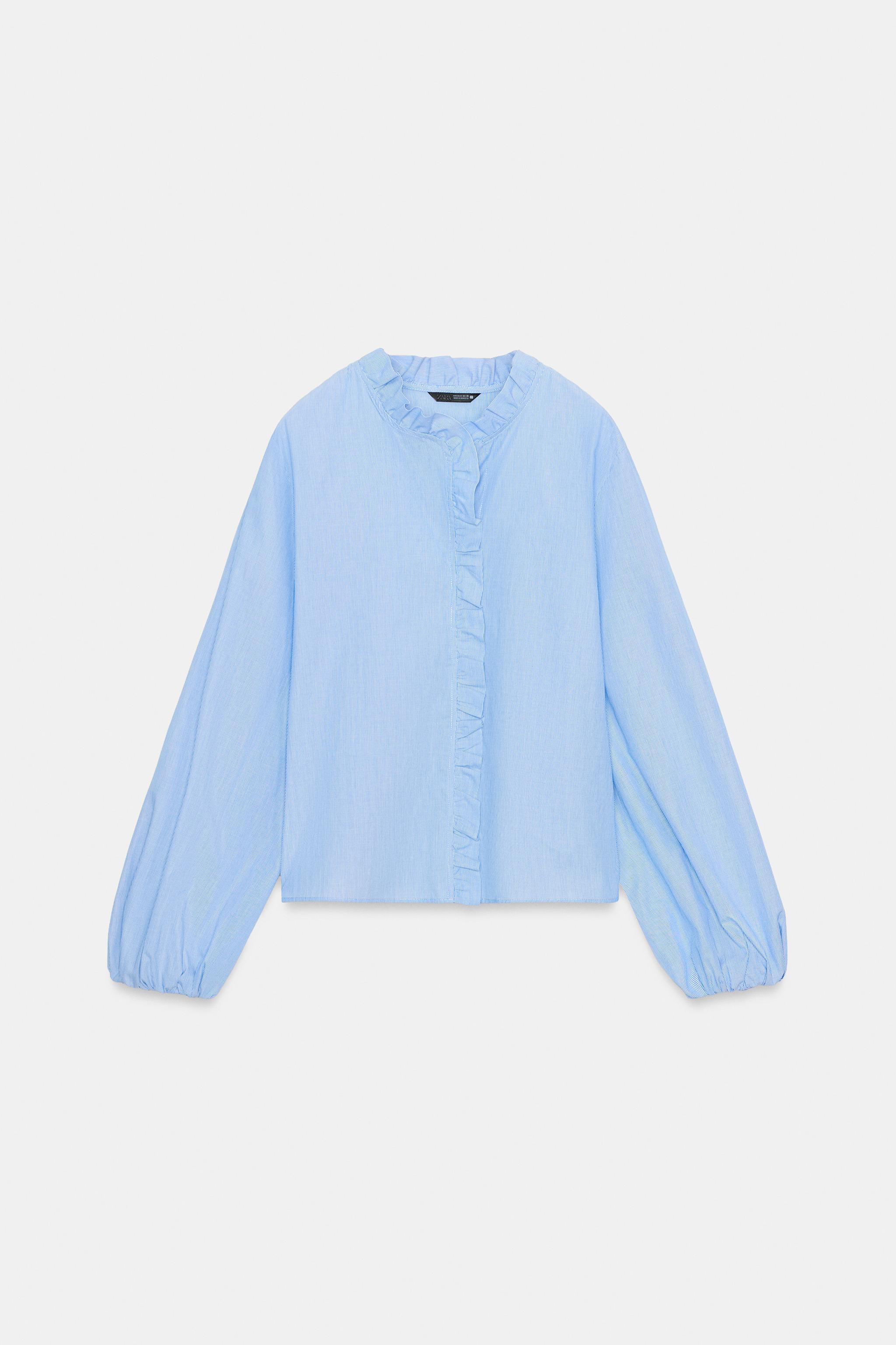RUFFLED POPLIN BLOUSE