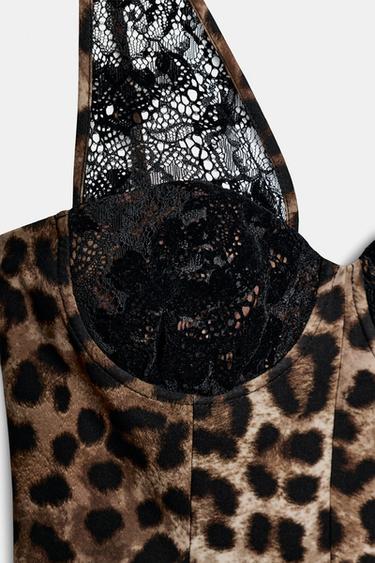 ROBE MI-LONGUE À IMPRIMÉ ANIMALIER AVEC DENTELLE - Leopard de Zara - Image 9